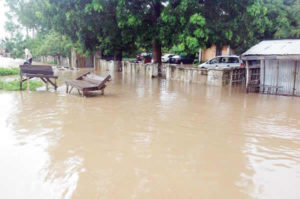 Flood caused by the heavy rain
