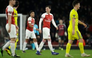 Arsenal team after their victory