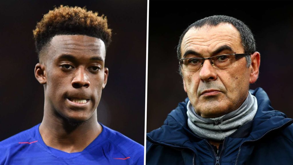 Callum Hudson-Odoi and Chelsea coach, Sarri