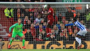 Saido Mane scored one of Liverpool's goals in the 5-0 mauling of Huddersfield