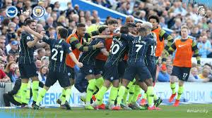 Manchester City players celebrates title win