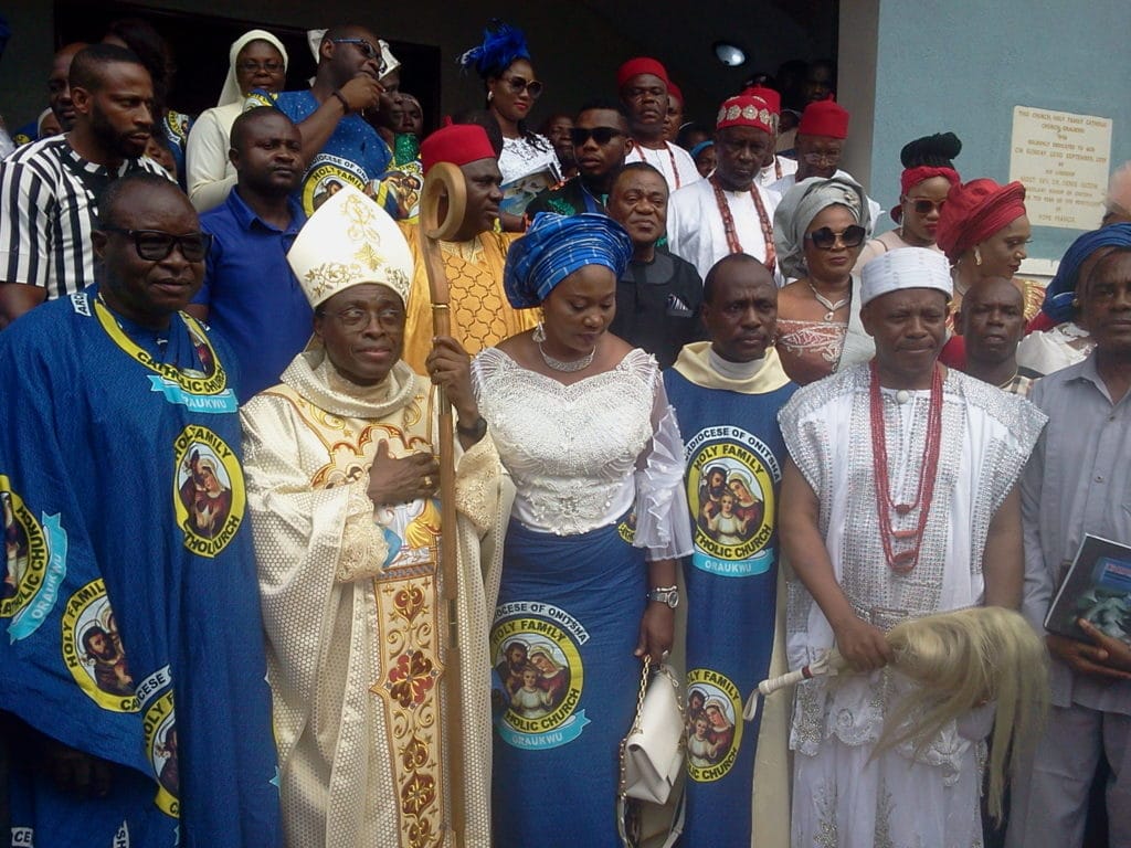 Bishop Isizor during the dedication of Holy family Church Oraukwu