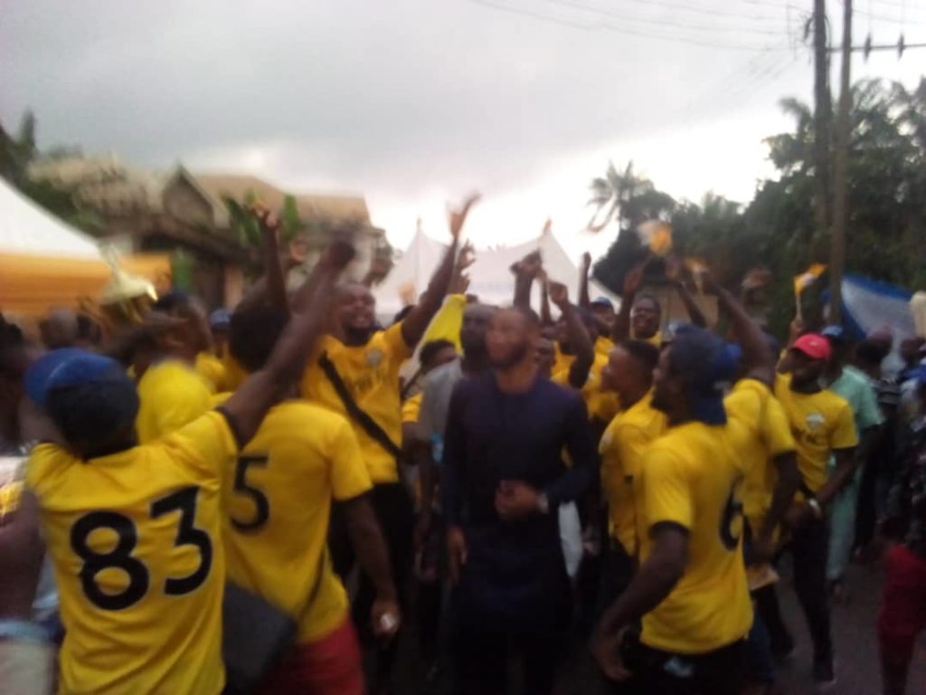 Aspire FC of Adazi-Ani financier, Dr Emeka Okeke celebrates with players