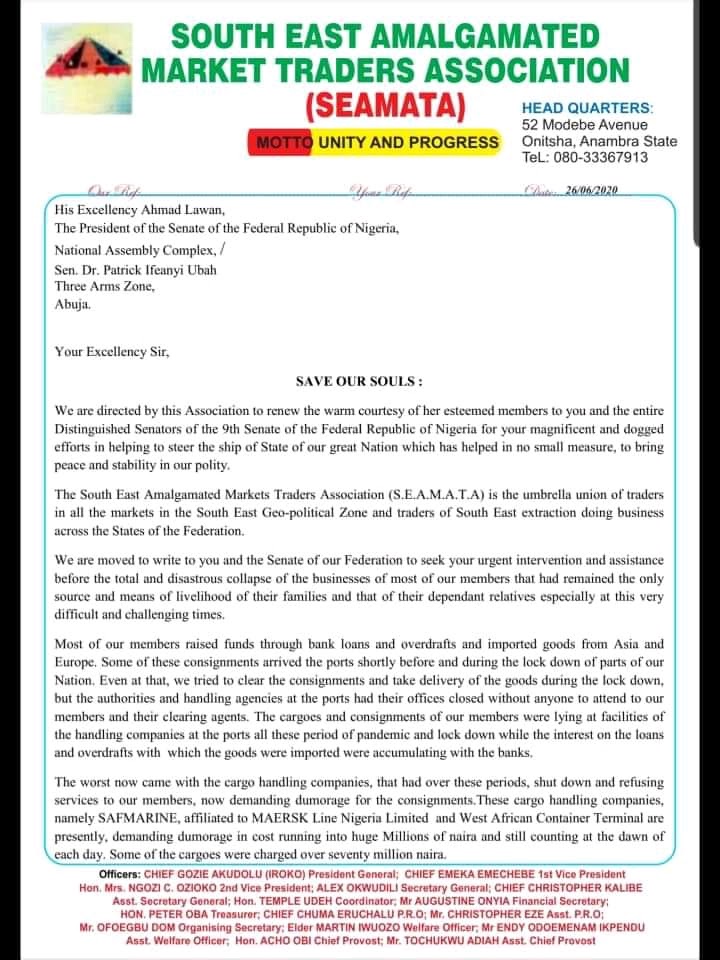 Save Our Soul letter to senate