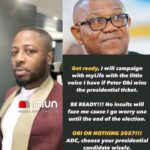 Tunde Ednut promises to campaign for Peter Obi with everything he’s got in 2027, no matter the backlash!