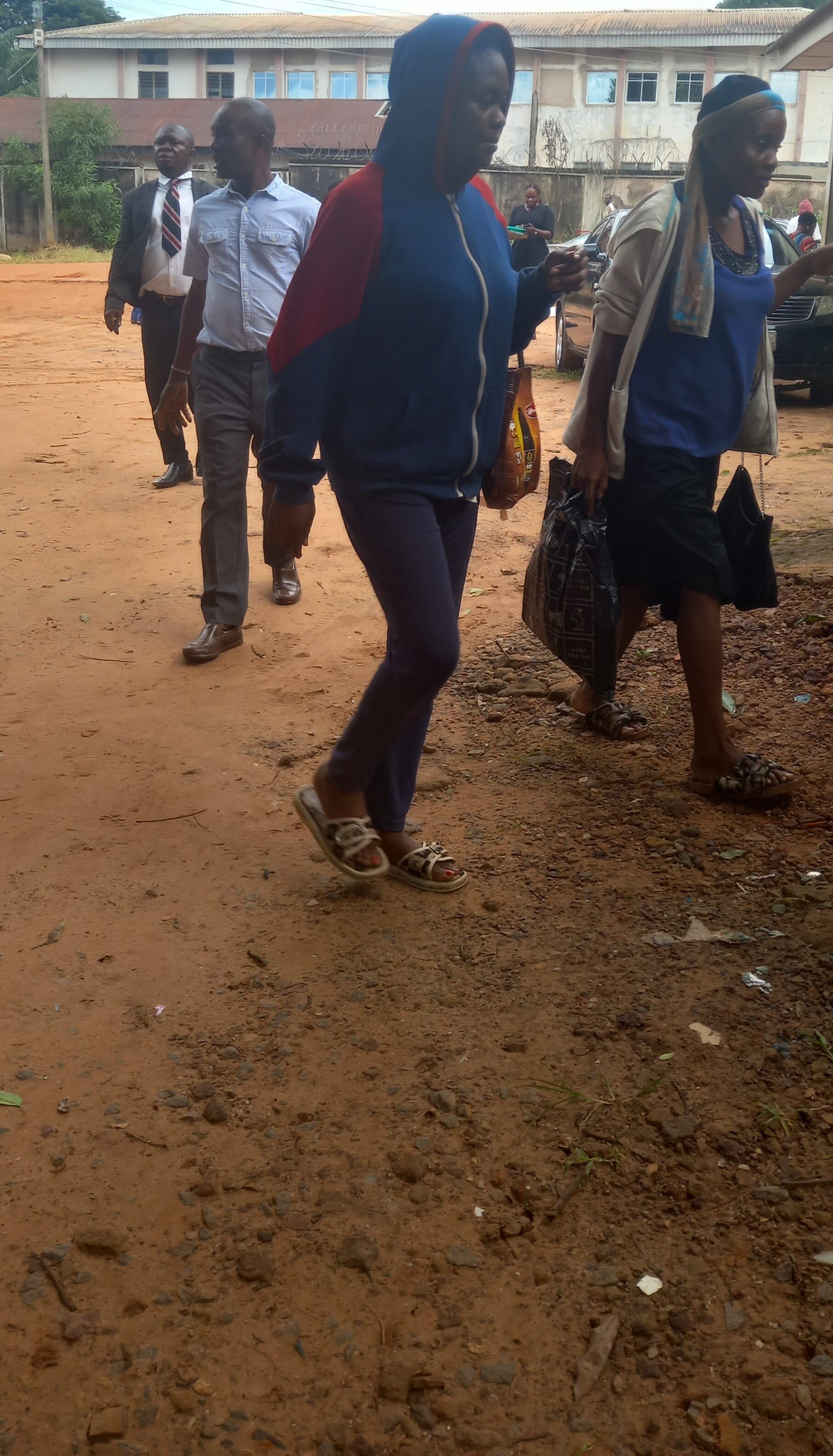 The two female suspects arriving the court first trial on Wednesday